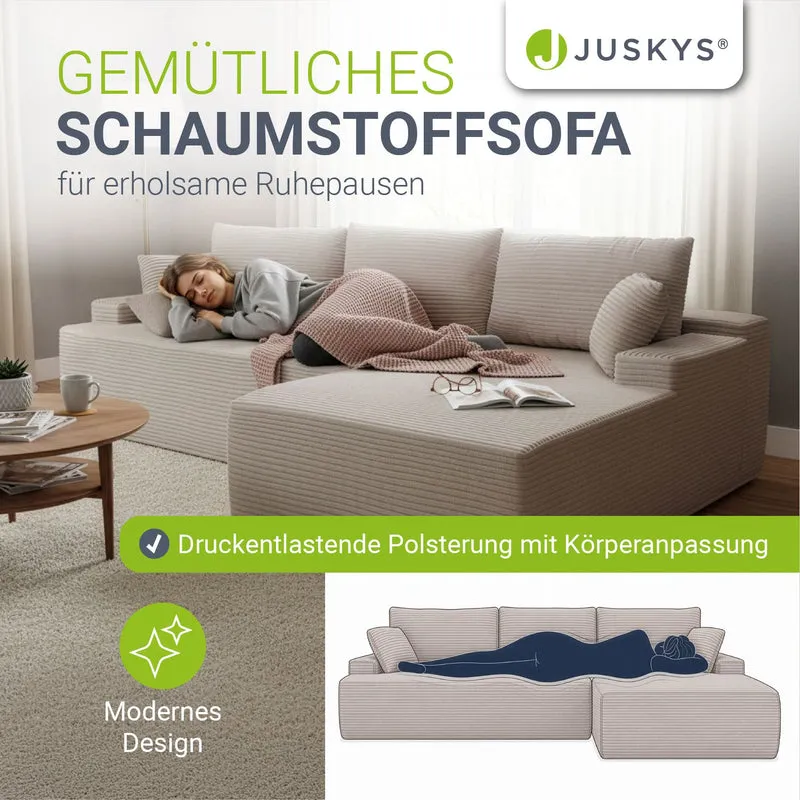 Sofa Coredo mit Cord Bezug & Dekokissen