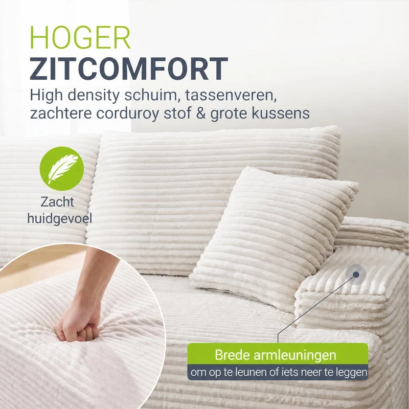 Sofa Coredo mit Cord Bezug & Dekokissen