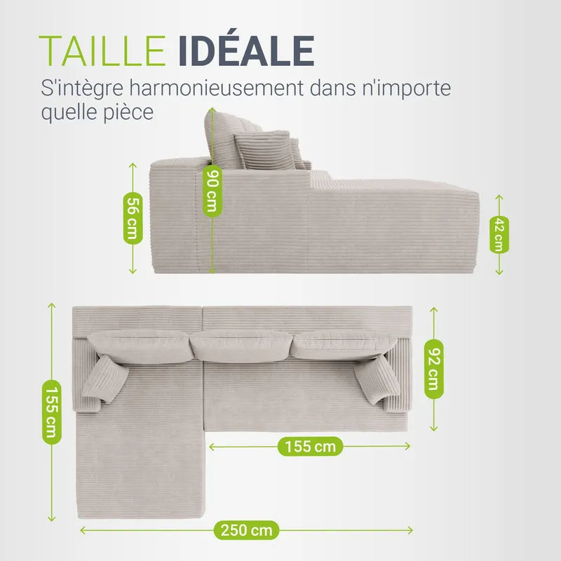 Sofa Coredo mit Cord Bezug & Dekokissen