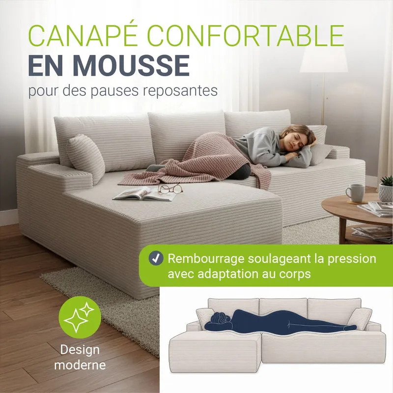 Sofa Coredo mit Cord Bezug & Dekokissen
