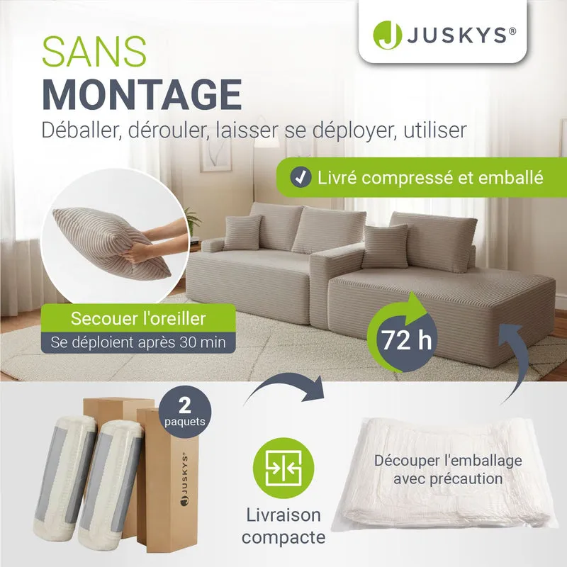 Sofa Coredo mit Cord Bezug & Dekokissen