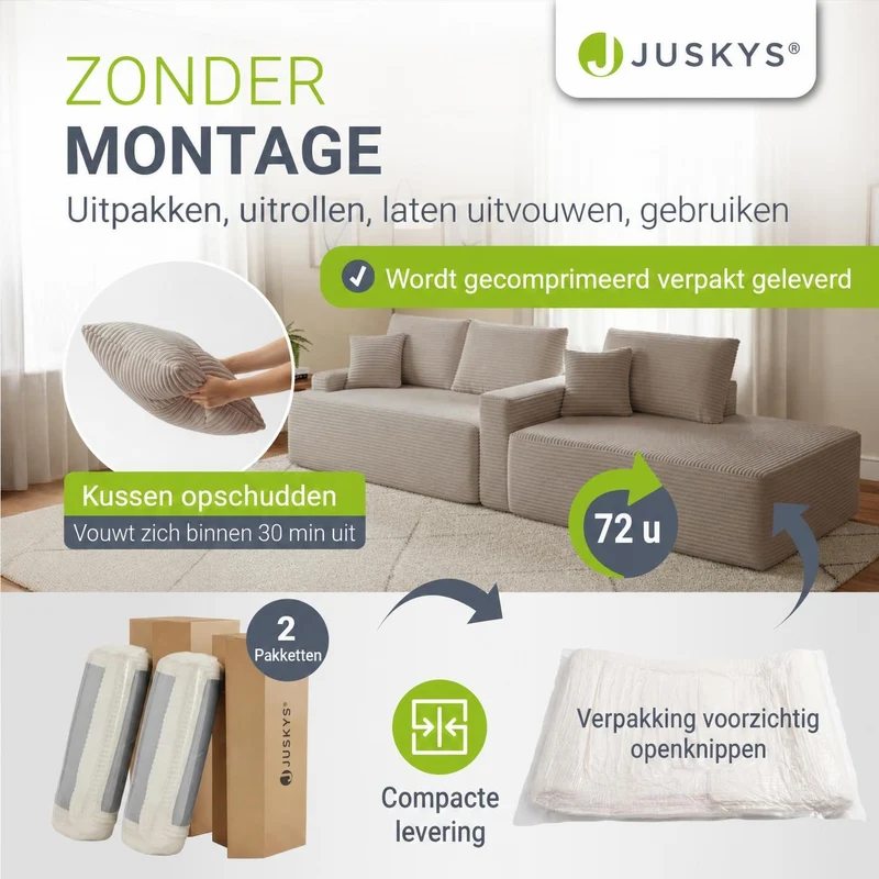 Sofa Coredo mit Cord Bezug & Dekokissen