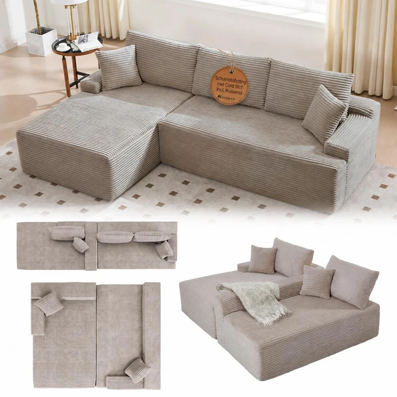 Sofa Coredo mit Cord Bezug & Dekokissen