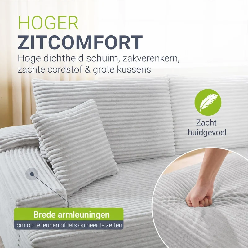 Sofa Coredo mit Cord Bezug & Dekokissen
