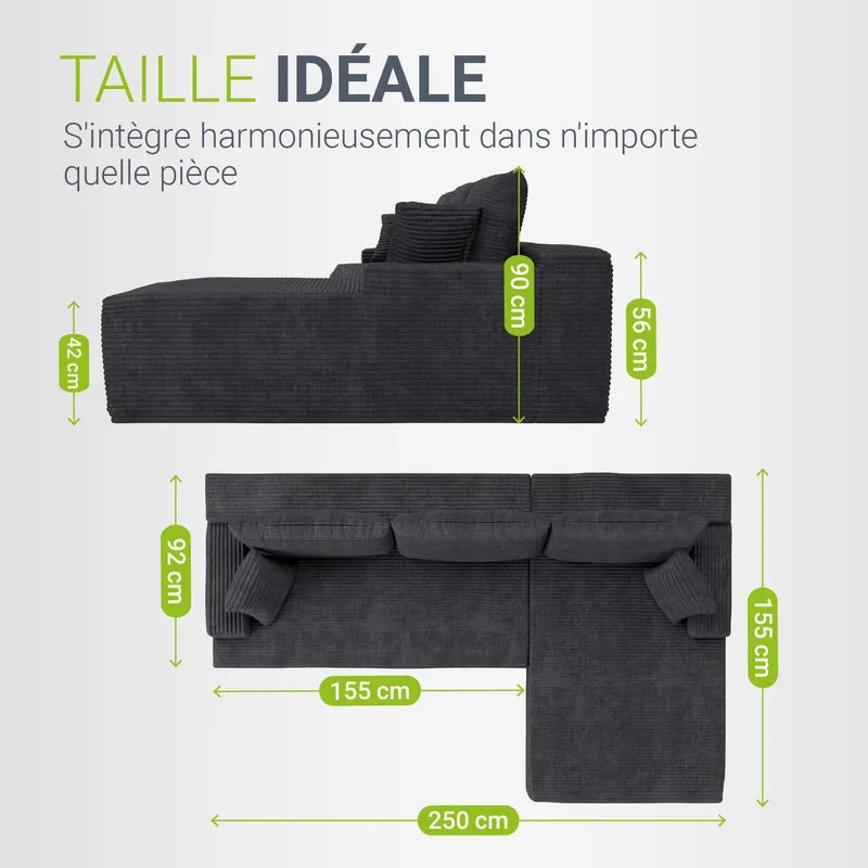 Sofa Coredo mit Cord Bezug & Dekokissen