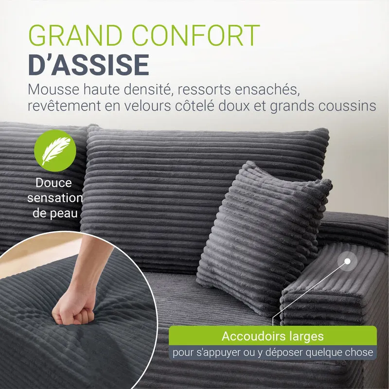Sofa Coredo mit Cord Bezug & Dekokissen