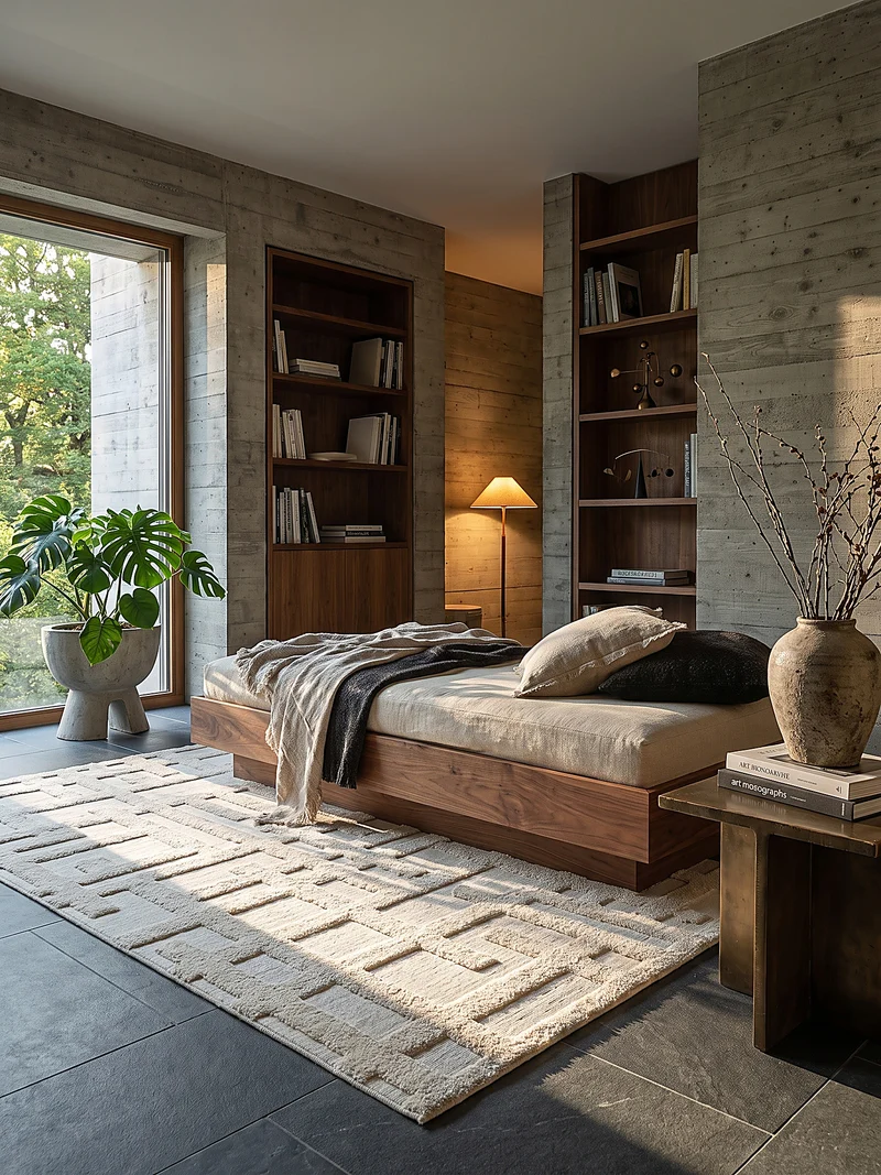 Hochflor-Teppich Blockrelief · Winkelmotiv creme, 20 mm Flor, gewebt