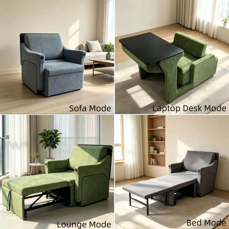 Schlafsofa mit klappbarem Schreibtisch