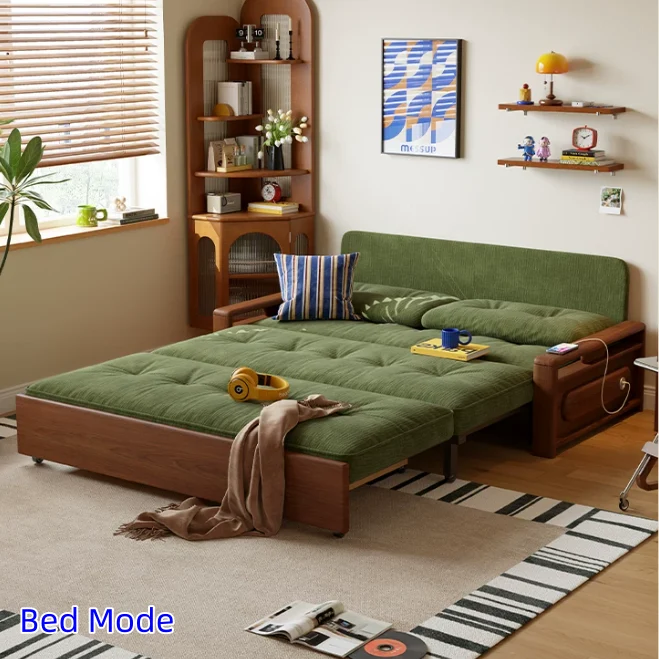3-in-1-Schlafsofa aus Chenille-Stoff mit integriertem Stauraum