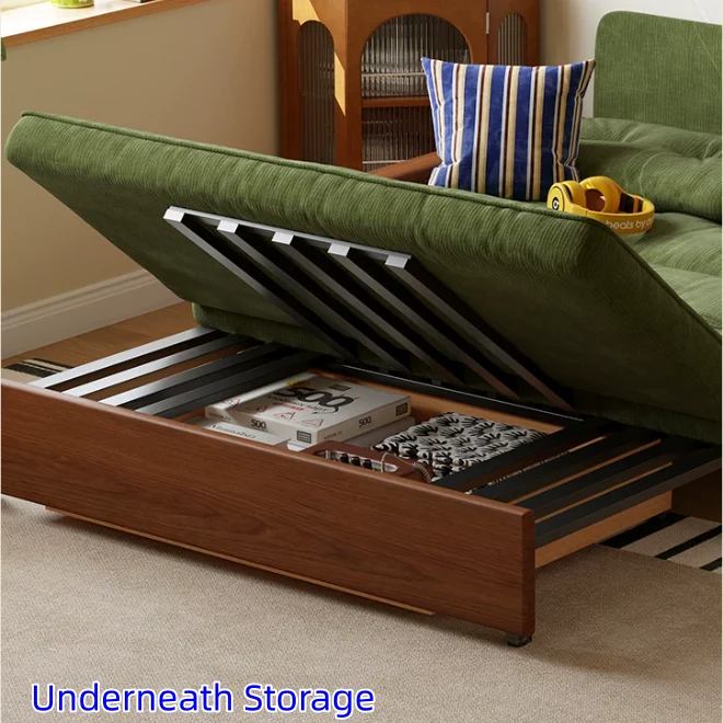 3-in-1-Schlafsofa aus Chenille-Stoff mit integriertem Stauraum