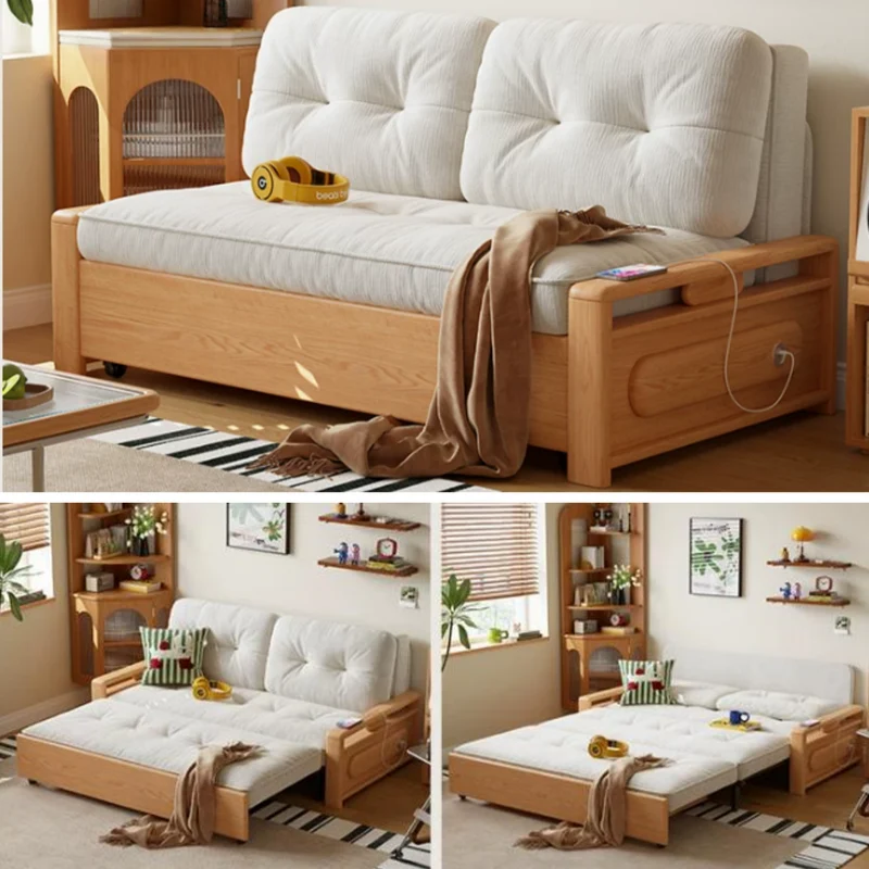 3-in-1-Schlafsofa aus Chenille-Stoff mit integriertem Stauraum