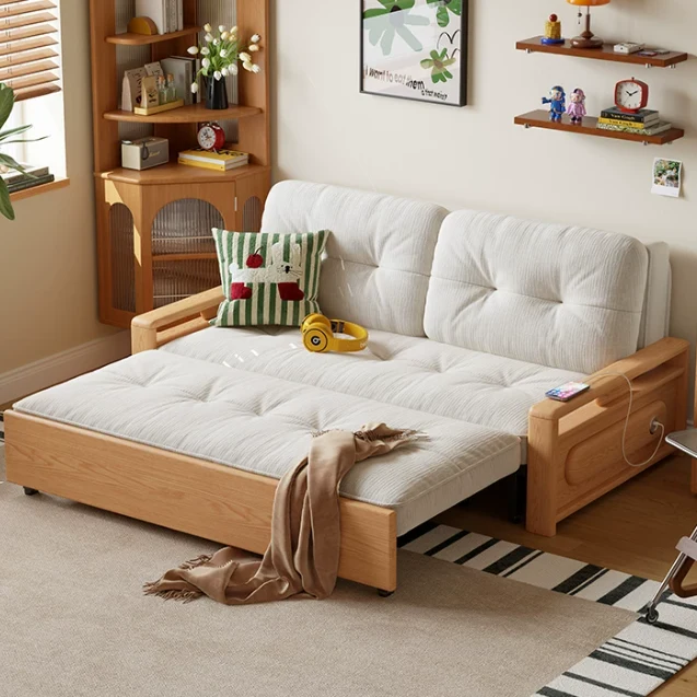 3-in-1-Schlafsofa aus Chenille-Stoff mit integriertem Stauraum