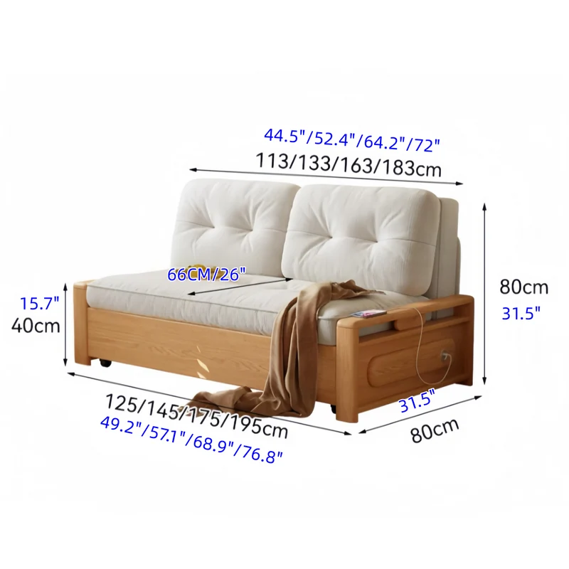 3-in-1-Schlafsofa aus Chenille-Stoff mit integriertem Stauraum