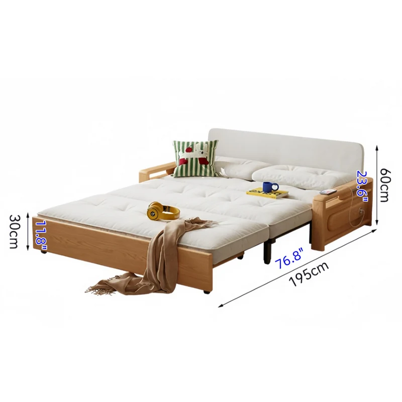 3-in-1-Schlafsofa aus Chenille-Stoff mit integriertem Stauraum