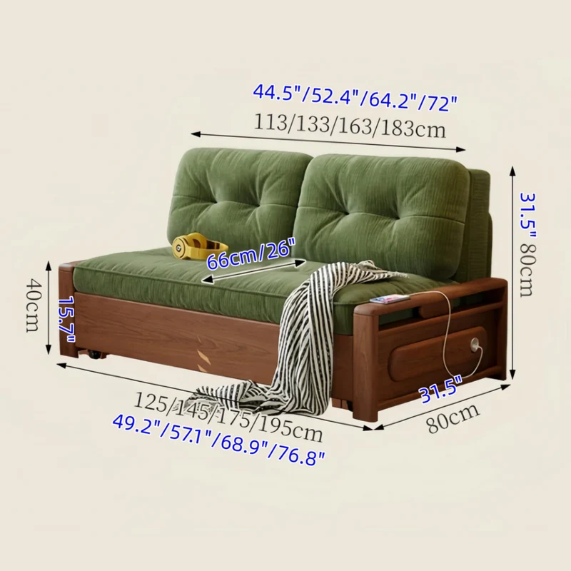 3-in-1-Schlafsofa aus Chenille-Stoff mit integriertem Stauraum