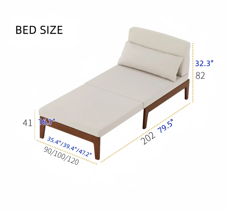 Verwandelbares Futon-Tagesbett aus Massivholz