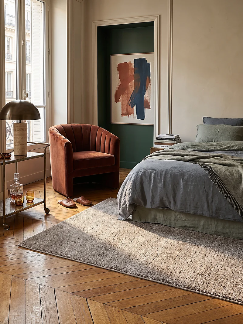 Hochflor-Teppich Uni - Polyester, 26 mm Gesamthöhe