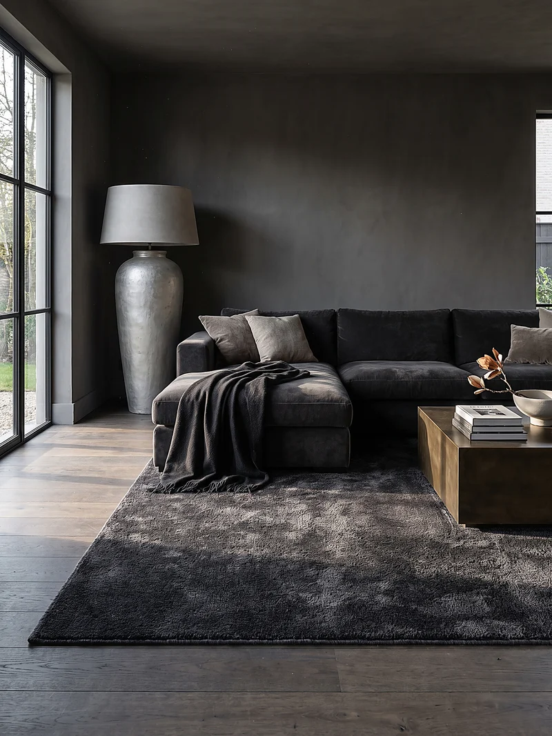 Hochflor-Teppich Uni - Polyester, 26 mm Gesamthöhe