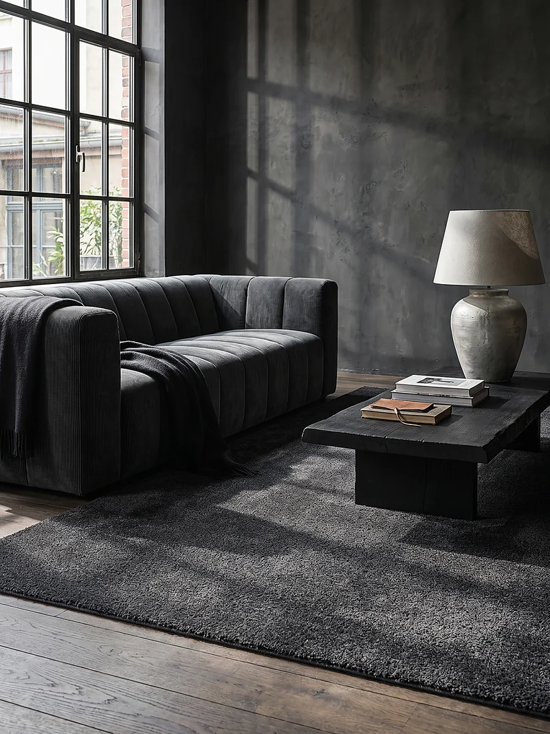 Hochflor-Teppich Uni - Polyester, 26 mm Gesamthöhe