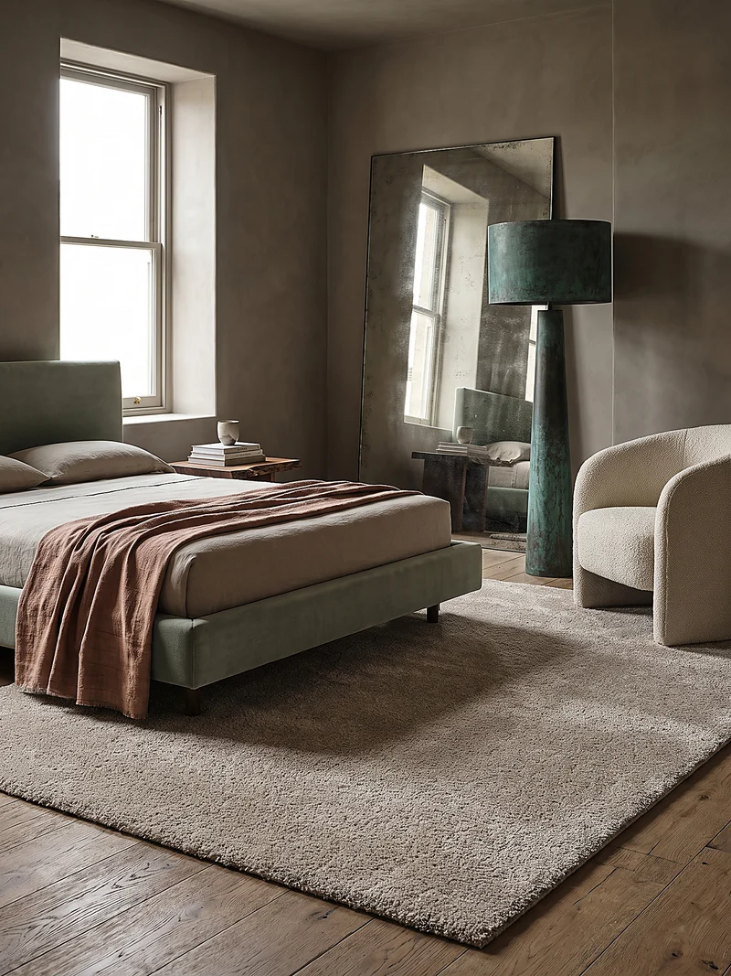 Hochflor-Teppich Uni - Polyester, 26 mm Gesamthöhe