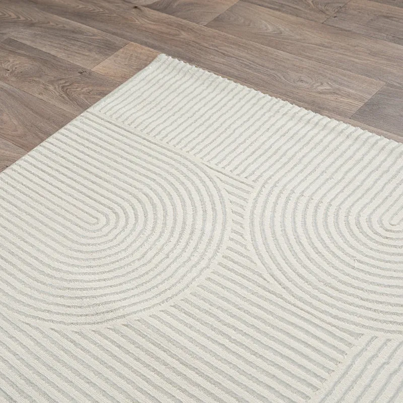 Kurzflor-Teppich Halbkreis-Bögen ton-in-ton - Polyester, 13 mm Gesamthöhe