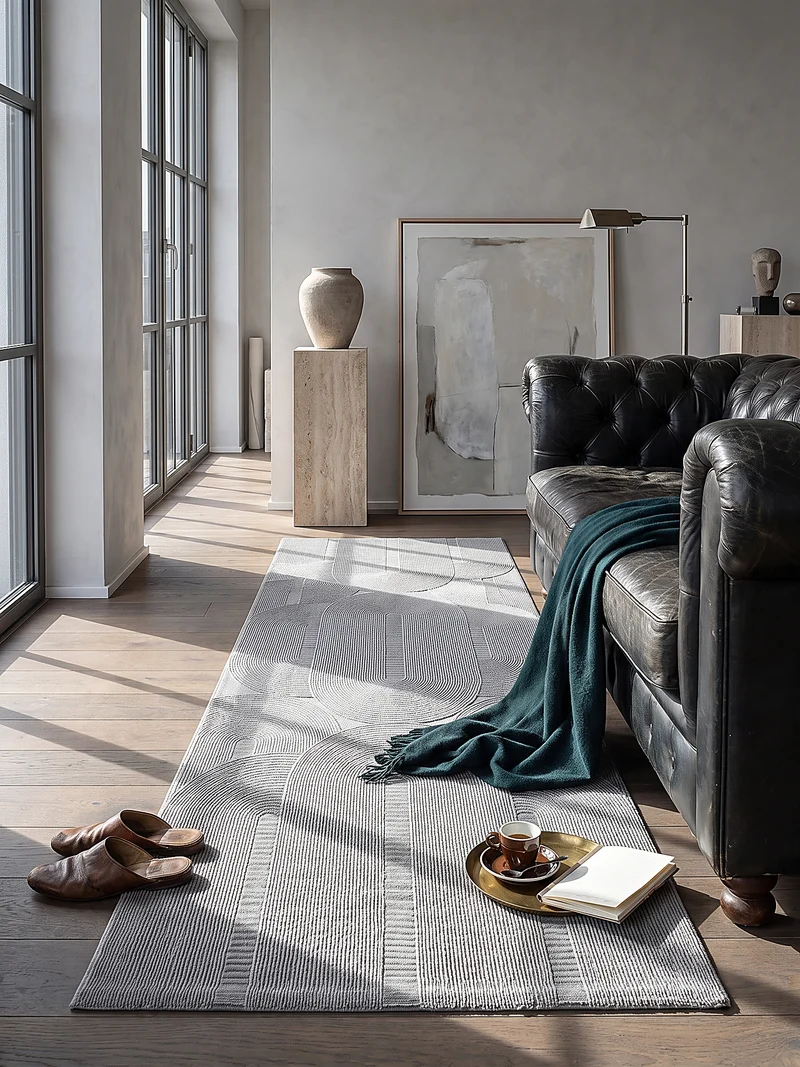 Kurzflor-Teppich Architektonische Säulen - Polyester, 13 mm Gesamthöhe