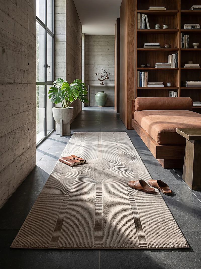Kurzflor-Teppich Architektonische Säulen - Polyester, 13 mm Gesamthöhe