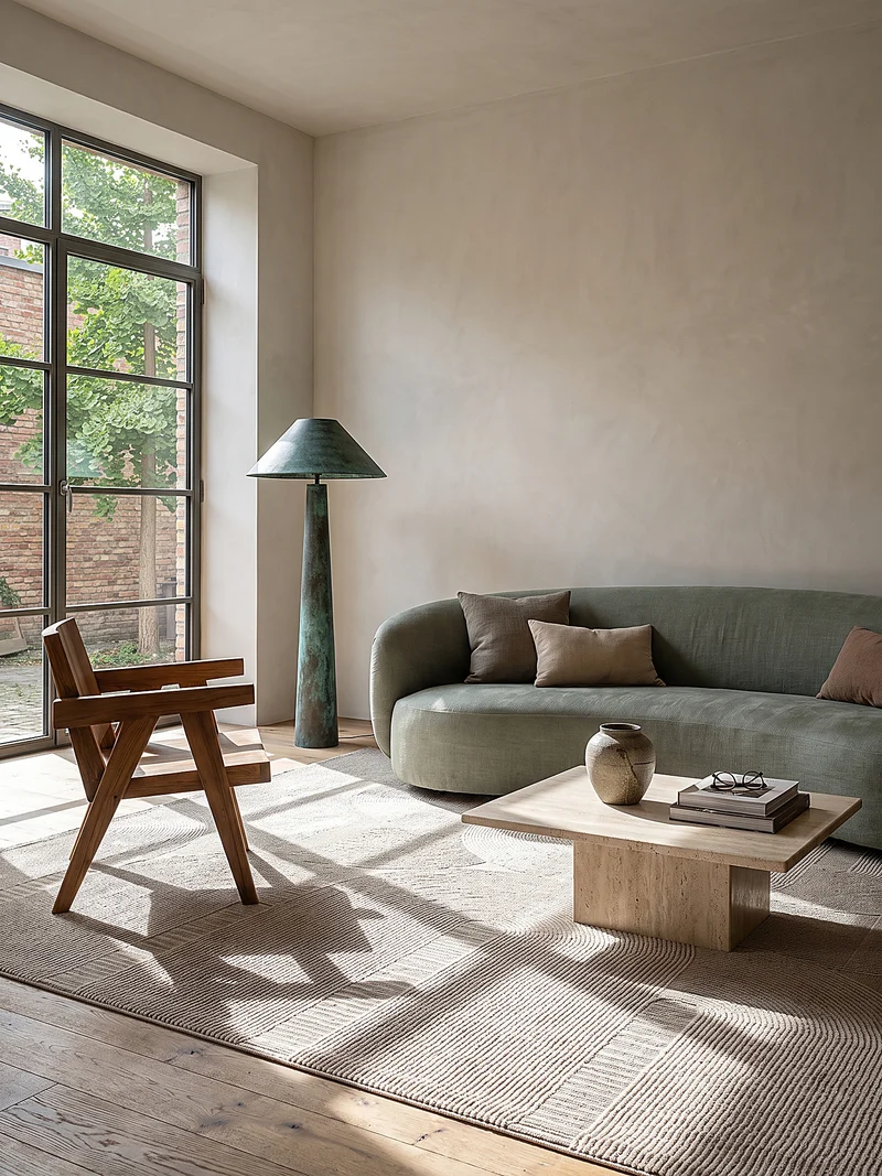 Kurzflor-Teppich Architektonische Säulen - Polyester, 13 mm Gesamthöhe