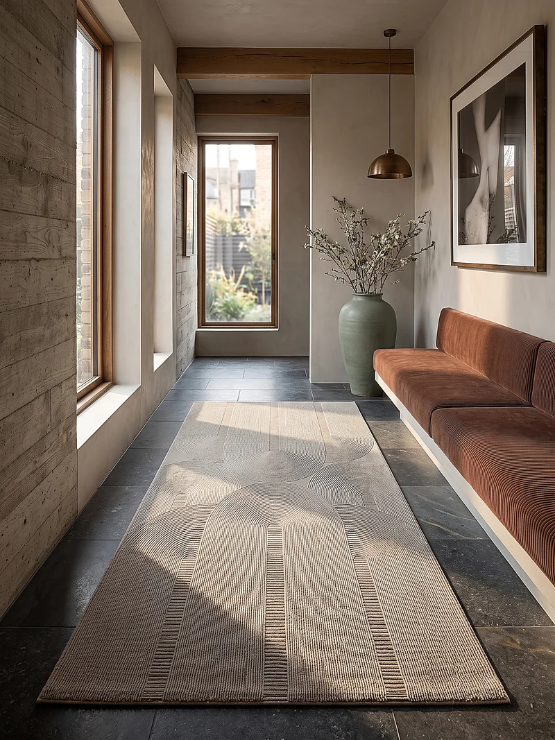 Kurzflor-Teppich Architektonische Säulen - Polyester, 13 mm Gesamthöhe