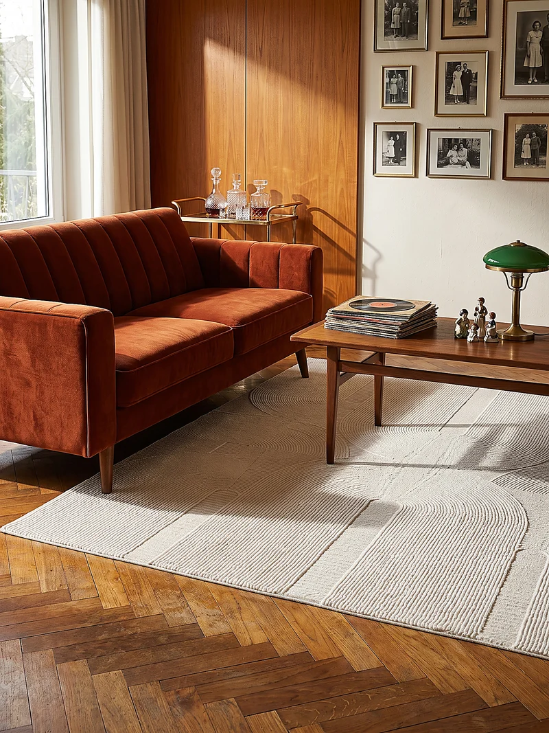 Kurzflor-Teppich Architektonische Säulen - Polyester, 13 mm Gesamthöhe