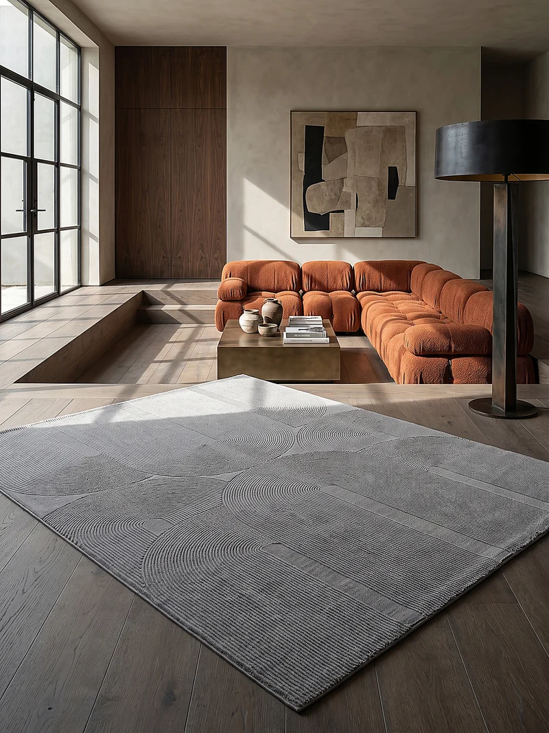 Kurzflor-Teppich Architektonische Säulen - Polyester, 13 mm Gesamthöhe