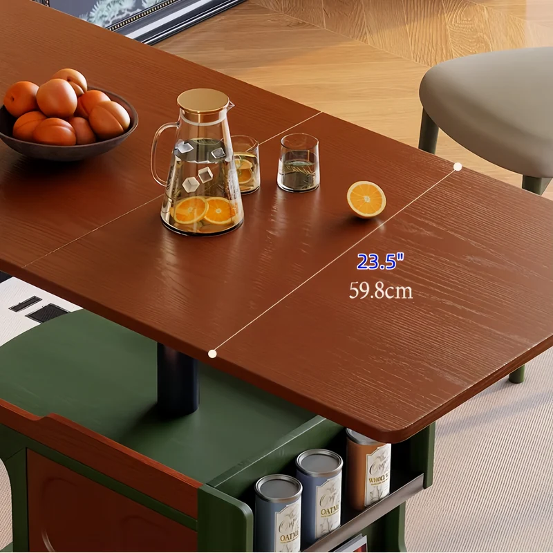 Nordic Retro Beistelltisch mit Hebemechanismus, Stauraum und Universalrollen