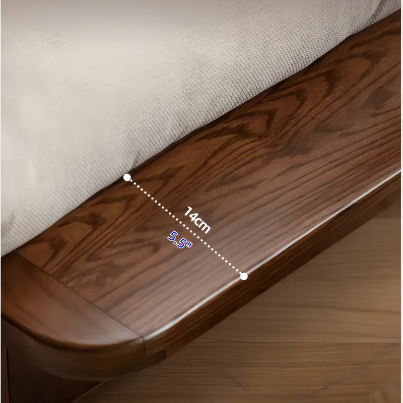 Japandi Sofa mit Massivholzrahmen aus Eiche und großem Stauraum unter dem Sitz