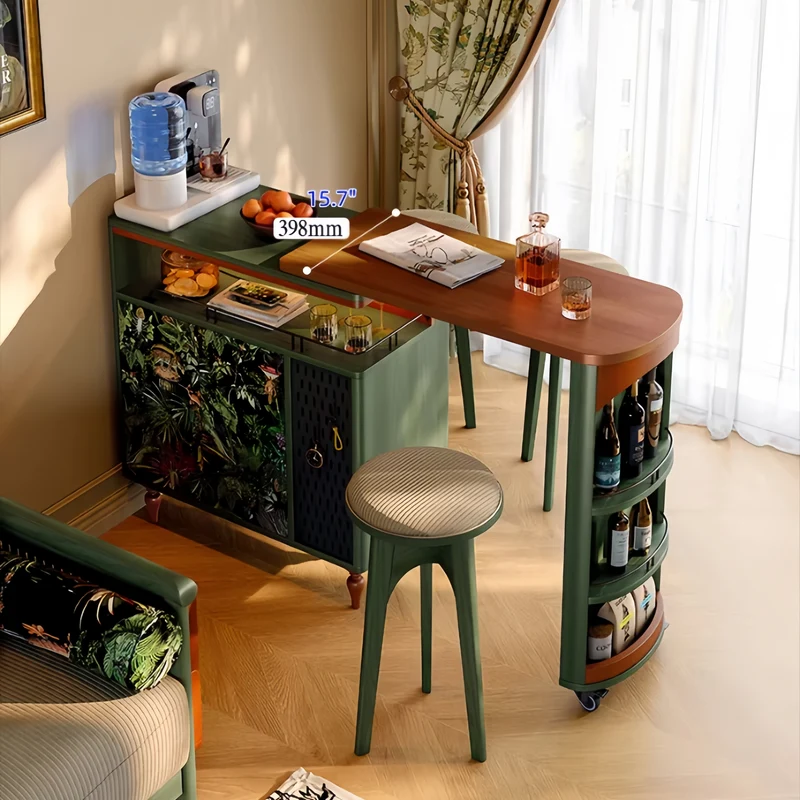Drehbarer Bartisch im nordischen Retro-Stil mit doppelseitigem Staufach