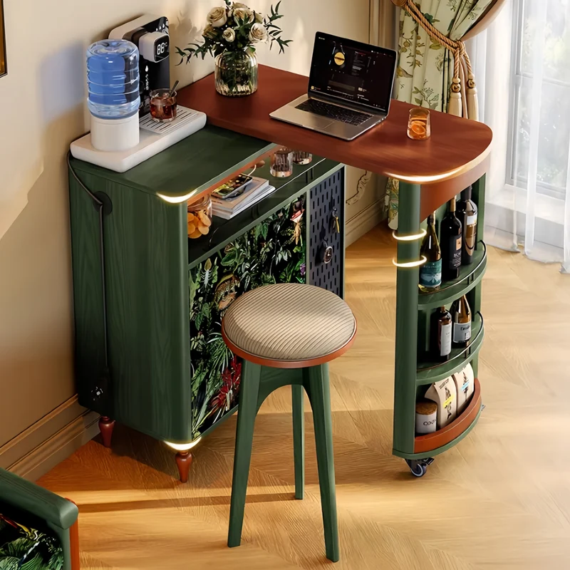 Drehbarer Bartisch im nordischen Retro-Stil mit doppelseitigem Staufach