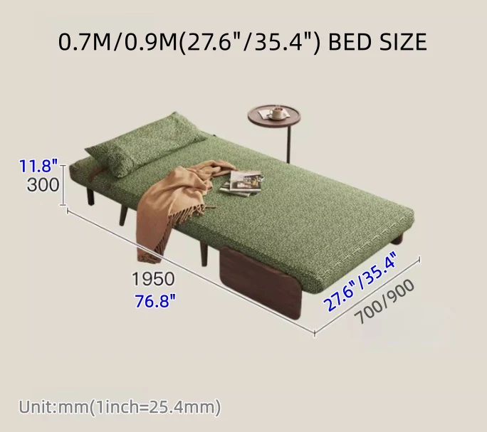 3-in-1 Schlafsofa aus Chenille-Stoff