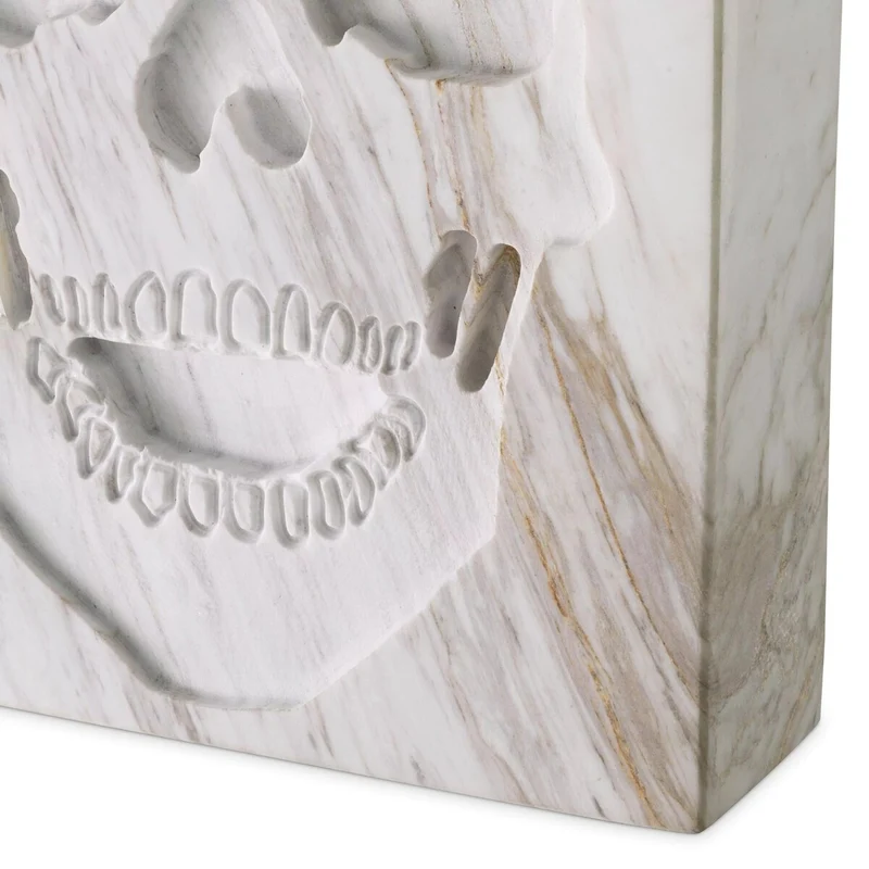 Philipp Plein Luxus Designer Marmor Skull Book Deko 18 x 24 x H. 5,5 cm Totenkopf Marmor Skulptur