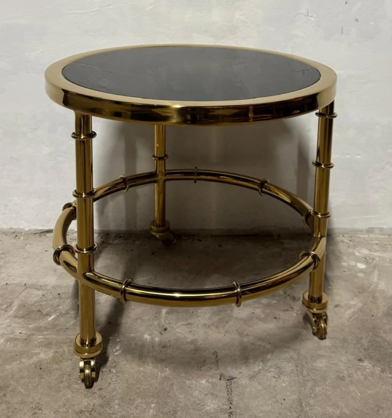 Casa Padrino Luxus Beistelltisch modern Design Gold / Schwarz Glas Ø 40 cm H. 40 cm