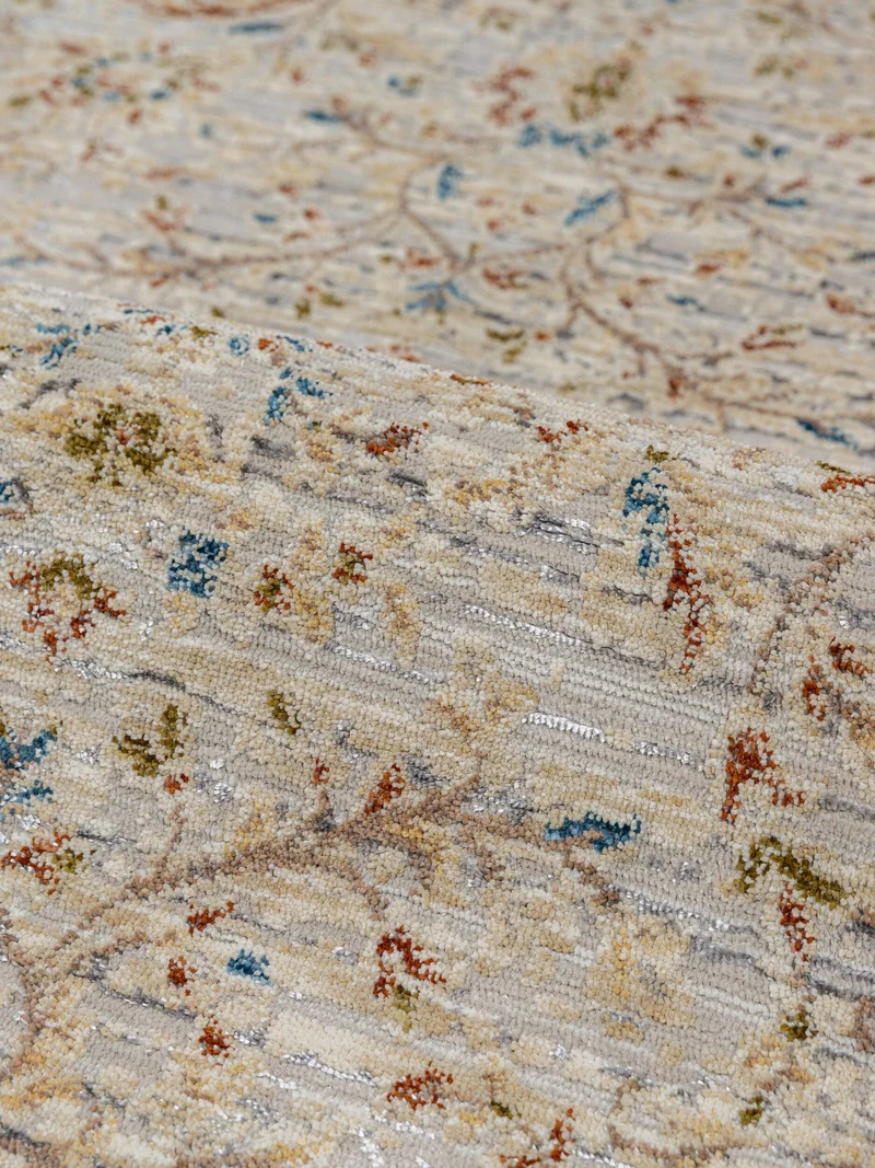 Orientteppich Blumenranken · gewebter Kurzflor 7 mm · mit Fransen