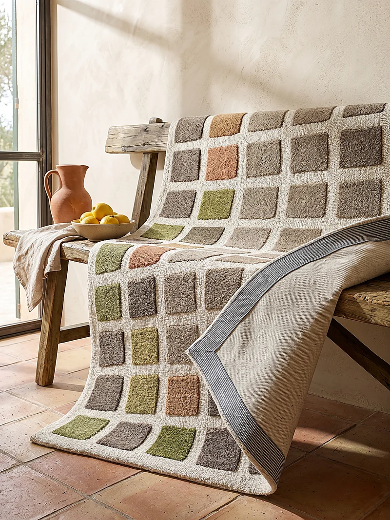 Wollteppich Quadratraster · Schnitt- und Schlingenflor, 10 mm