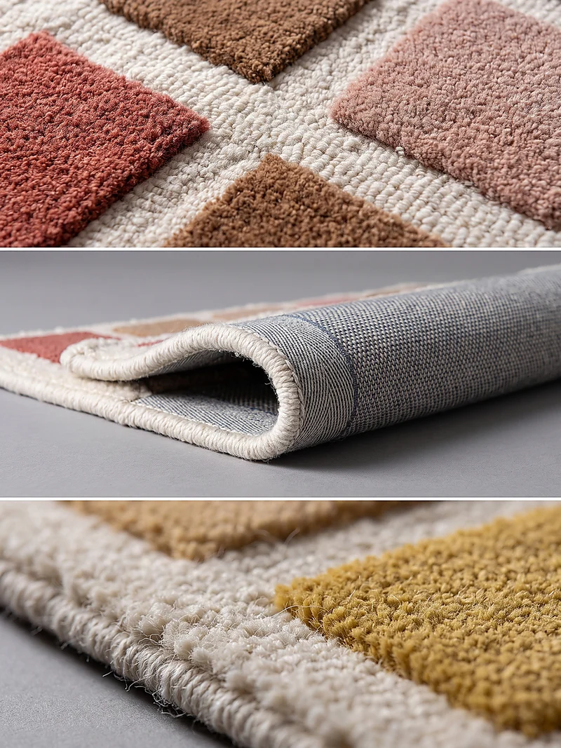 Wollteppich Quadratraster · Schnitt- und Schlingenflor, 10 mm
