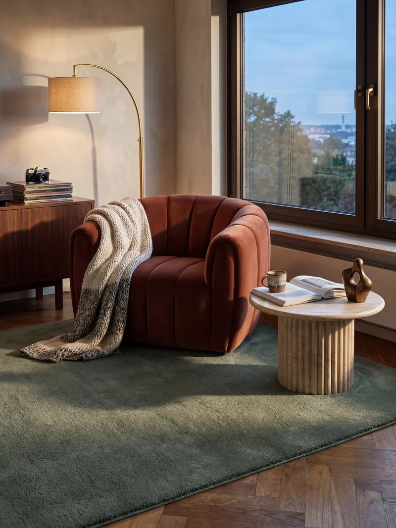 Hochflor-Teppich Uni - Polyester, 17 mm Gesamthöhe