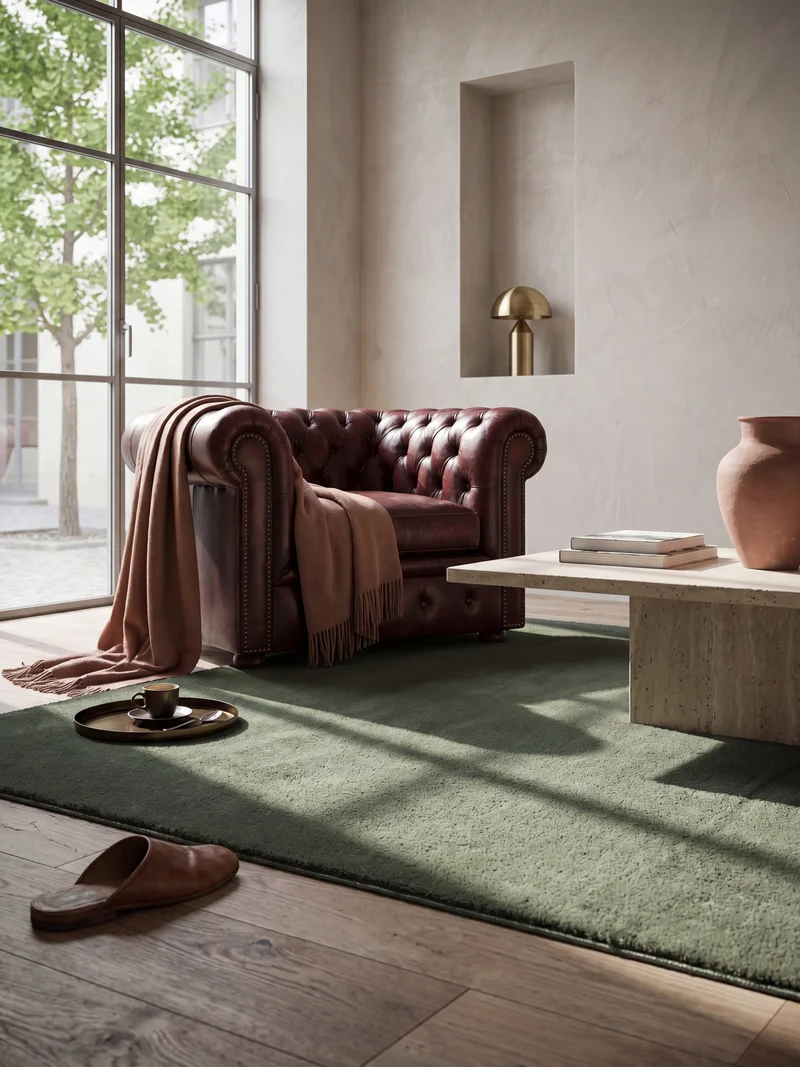 Hochflor-Teppich Uni - Polyester, 17 mm Gesamthöhe