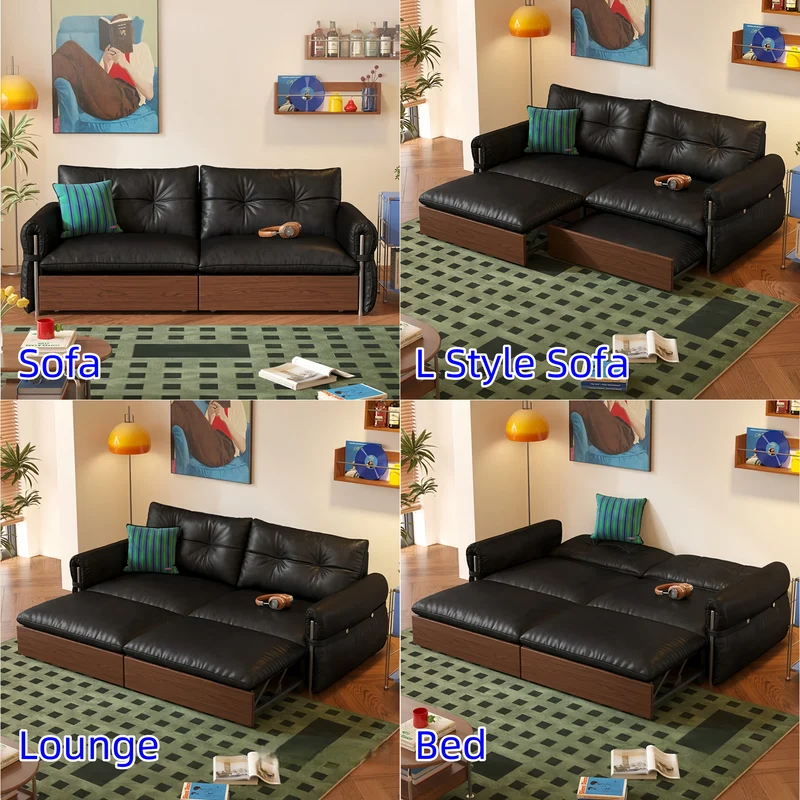 HERBURN 4-in-1 Schlafsofa aus geöltem und gewachstem Leder