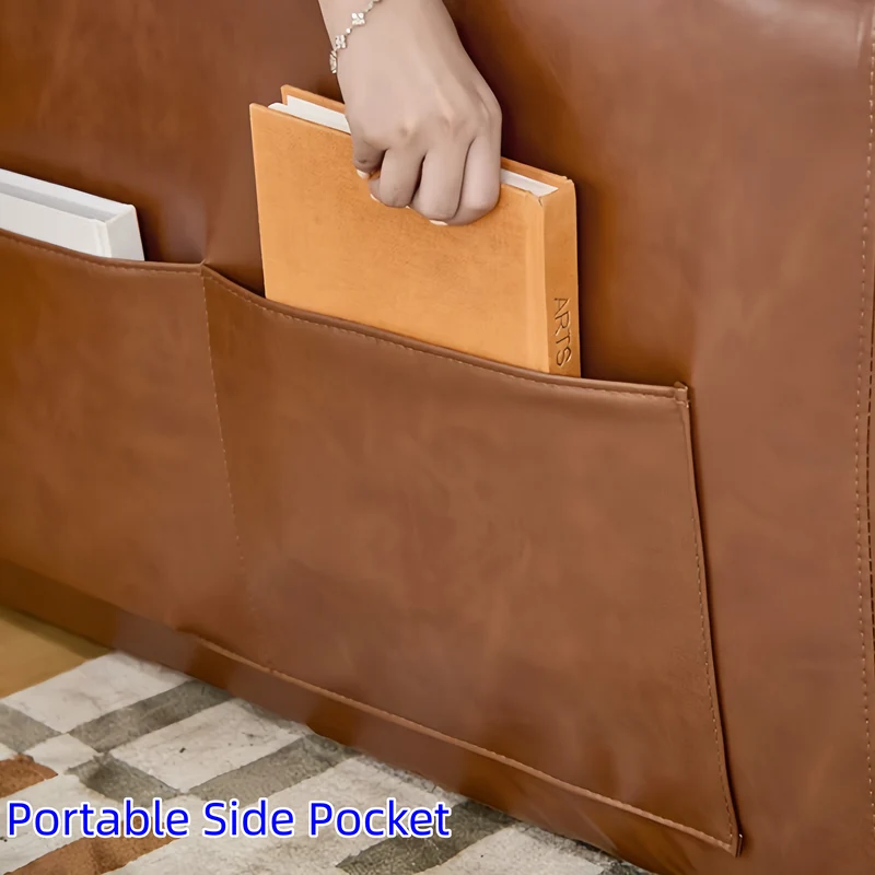 3-in-1-Schlafsofa aus geöltem Leder mit verstellbarer Rückenlehne und Seitentasche