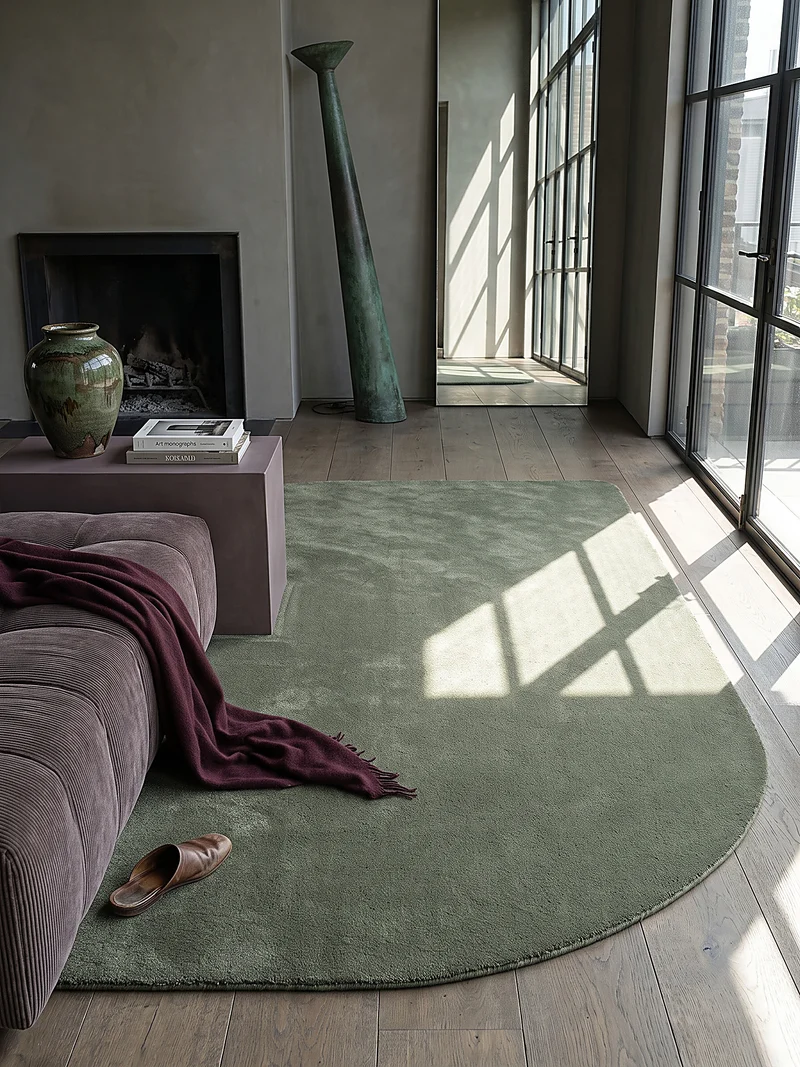 Hochflor-Teppich Cremeweiß in organischer - Polyester, 17 mm Gesamthöhe