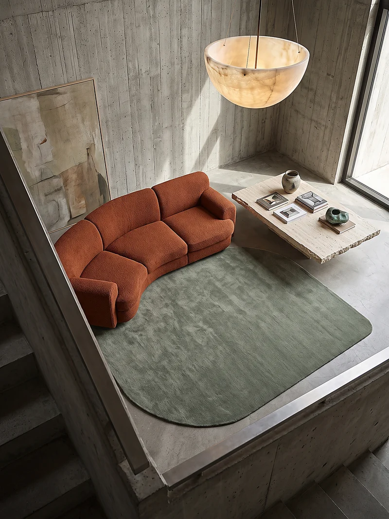 Hochflor-Teppich Cremeweiß in organischer - Polyester, 17 mm Gesamthöhe