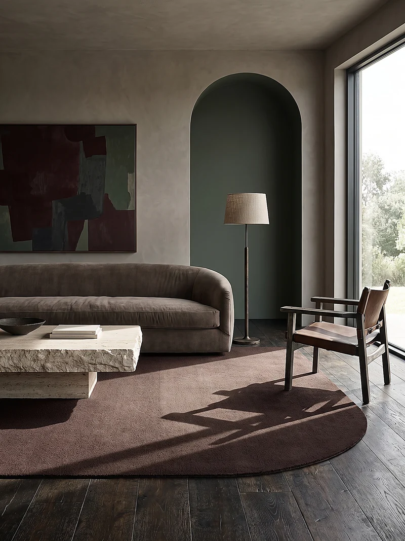 Hochflor-Teppich Cremeweiß in organischer - Polyester, 17 mm Gesamthöhe