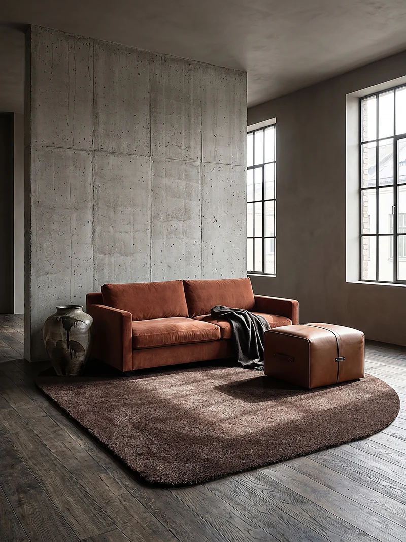 Hochflor-Teppich Cremeweiß in organischer - Polyester, 17 mm Gesamthöhe