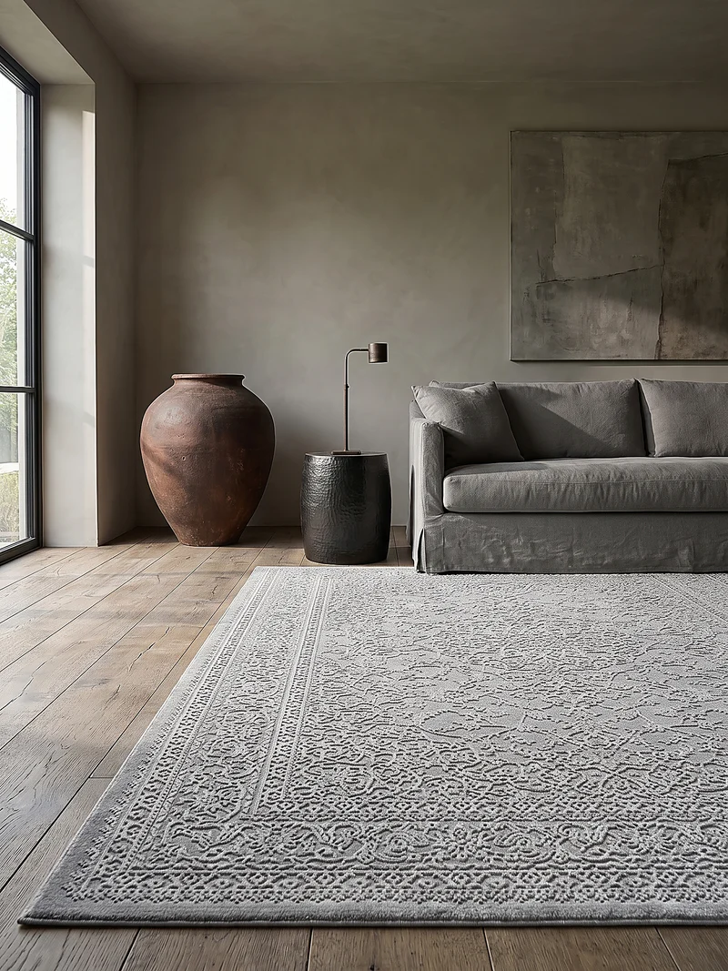 Kurzflor-Teppich Hellgrau dezent strukturiert - Polyester, 13 mm Gesamthöhe